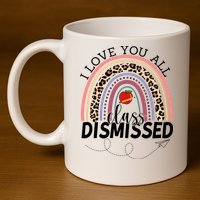 I Love You All Class Dismissed Rainbow Teacher Gift 11oz C Handle Ceramic Mug