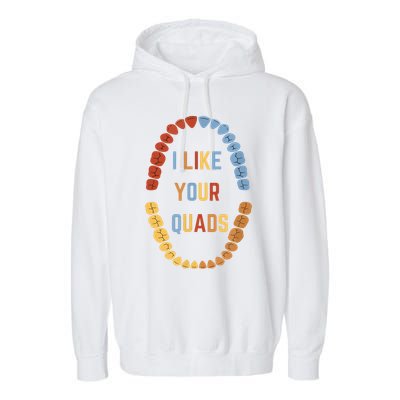 I Like Your Quads Funny Dentist Dental Assistant Garment-Dyed Fleece Hoodie