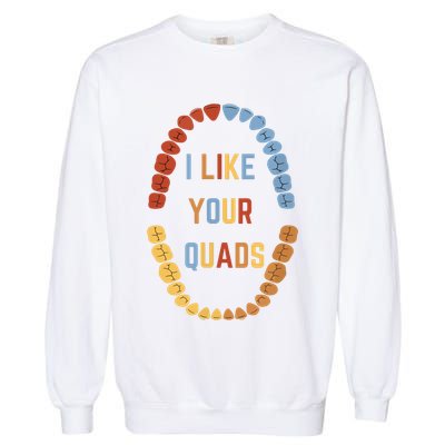 I Like Your Quads Funny Dentist Dental Assistant Garment-Dyed Sweatshirt