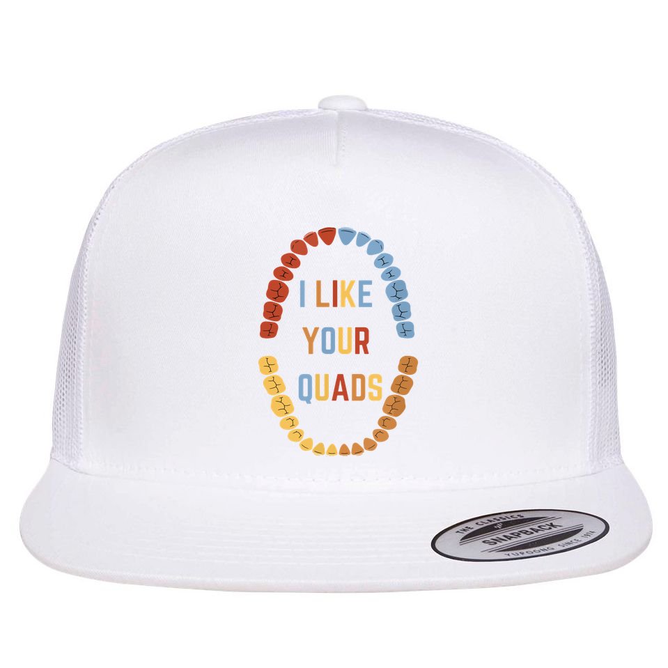 I Like Your Quads Funny Dentist Dental Assistant Flat Bill Trucker Hat
