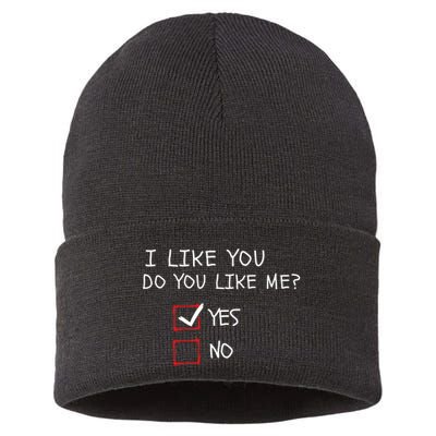 I Like You Do You Like Me Yes Or No Cute Conversation Starter Romantic Humor Sustainable Knit Beanie