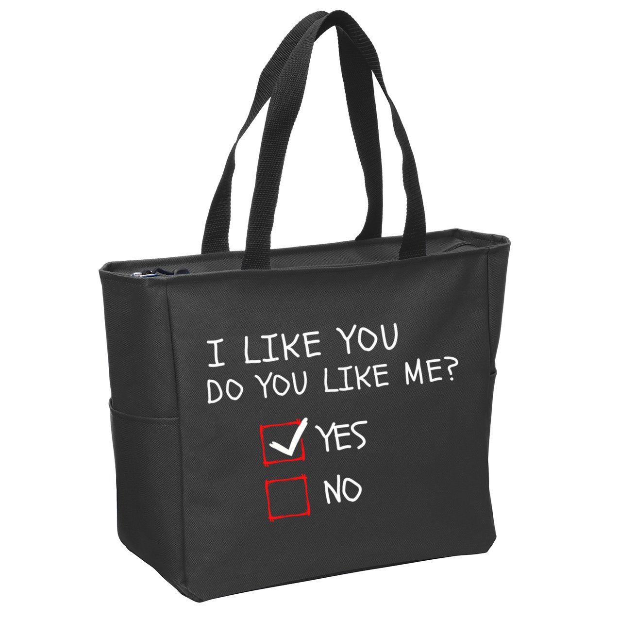 I Like You Do You Like Me Yes Or No Cute Conversation Starter Romantic Humor Zip Tote Bag