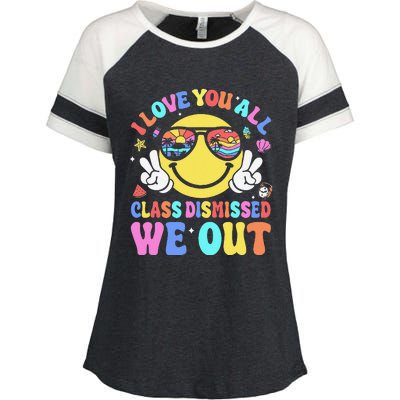 I Love You All Class Dismissed Teachers Last Day Of School Enza Ladies Jersey Colorblock Tee