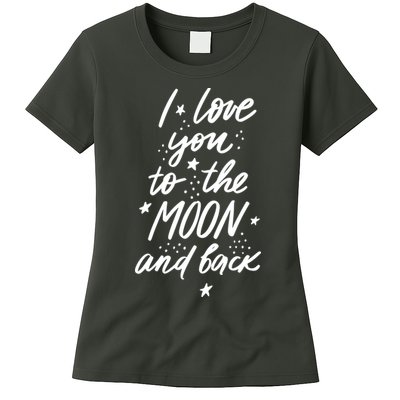 I Love You To The Moon And Back Cute Romantic Womens T-Shirt