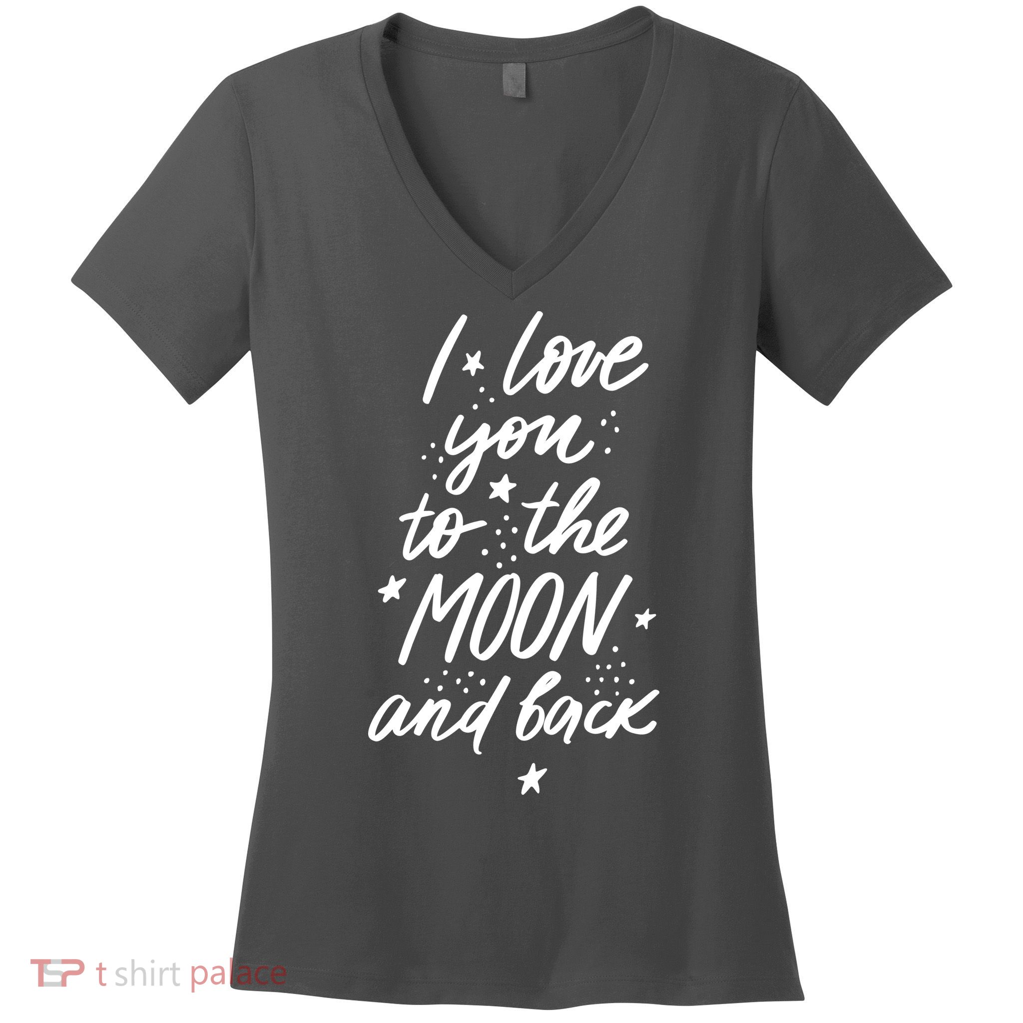 I Love You To The Moon And Back Cute Romantic Women's V-Neck T-Shirt