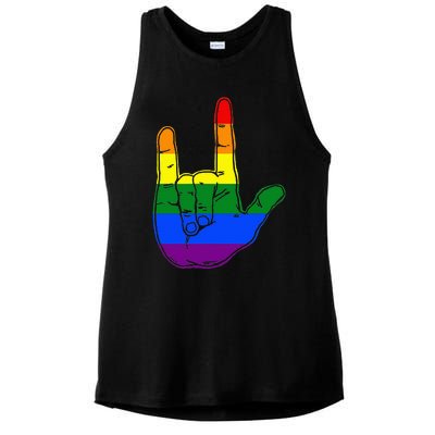 I Love You Sign Language Pride I Love You Ladies PosiCharge Tri-Blend Wicking Tank