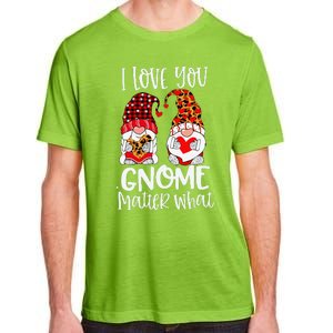 I Love You Gnome Matter What Buffalo Plaid Valentine's Day Adult ChromaSoft Performance T-Shirt