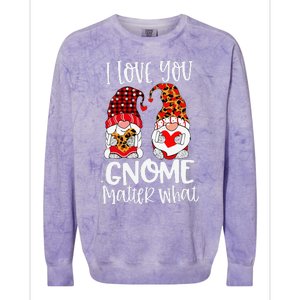 I Love You Gnome Matter What Buffalo Plaid Valentine's Day Colorblast Crewneck Sweatshirt