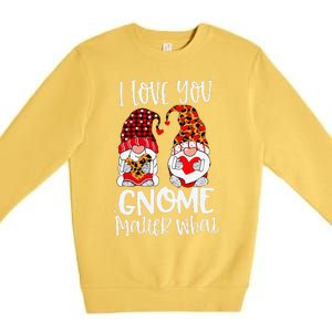 I Love You Gnome Matter What Buffalo Plaid Valentine's Day Premium Crewneck Sweatshirt