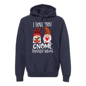 I Love You Gnome Matter What Buffalo Plaid Valentine's Day Premium Hoodie