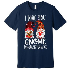 I Love You Gnome Matter What Buffalo Plaid Valentine's Day Premium T-Shirt