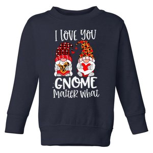 I Love You Gnome Matter What Buffalo Plaid Valentine's Day Toddler Sweatshirt