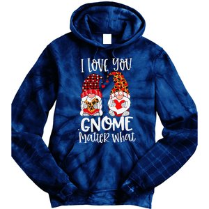 I Love You Gnome Matter What Buffalo Plaid Valentine's Day Tie Dye Hoodie