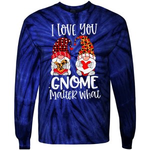 I Love You Gnome Matter What Buffalo Plaid Valentine's Day Tie-Dye Long Sleeve Shirt