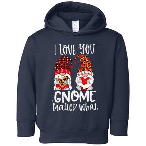 I Love You Gnome Matter What Buffalo Plaid Valentine's Day Toddler Hoodie