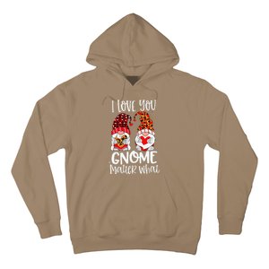 I Love You Gnome Matter What Buffalo Plaid Valentine's Day Hoodie