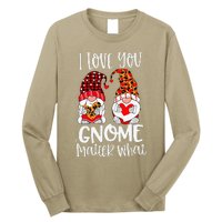 I Love You Gnome Matter What Buffalo Plaid Valentine's Day Long Sleeve Shirt