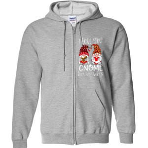 I Love You Gnome Matter What Buffalo Plaid Valentine's Day Full Zip Hoodie