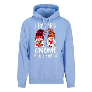 I Love You Gnome Matter What Buffalo Plaid Valentine's Day Unisex Surf Hoodie