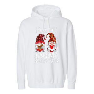 I Love You Gnome Matter What Buffalo Plaid Valentine's Day Garment-Dyed Fleece Hoodie