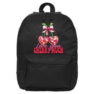 I Love You Cherry Much Funny Cherry Valentine 16 in Basic Backpack