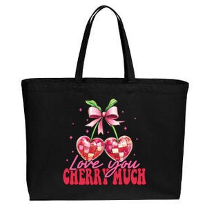 I Love You Cherry Much Funny Cherry Valentine Cotton Canvas Jumbo Tote