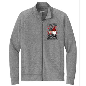 I Love You Gnome Matter What Buffalo Plaid Valentine's Day Stretch Full-Zip Cadet Jacket