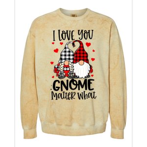 I Love You Gnome Matter What Buffalo Plaid Valentine's Day Colorblast Crewneck Sweatshirt