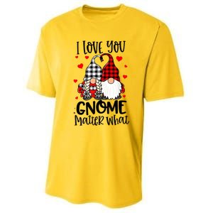 I Love You Gnome Matter What Buffalo Plaid Valentine's Day Performance Sprint T-Shirt