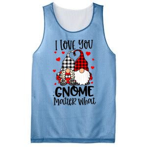 I Love You Gnome Matter What Buffalo Plaid Valentine's Day Mesh Reversible Basketball Jersey Tank