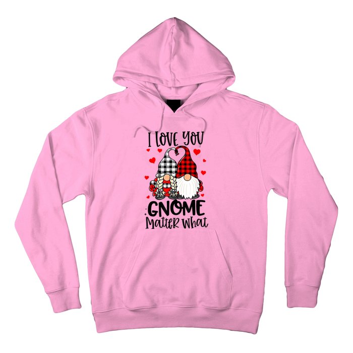 I Love You Gnome Matter What Buffalo Plaid Valentine's Day Hoodie