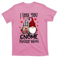 I Love You Gnome Matter What Buffalo Plaid Valentine's Day T-Shirt