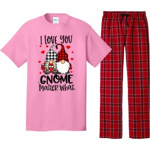 I Love You Gnome Matter What Buffalo Plaid Valentine's Day Pajama Set