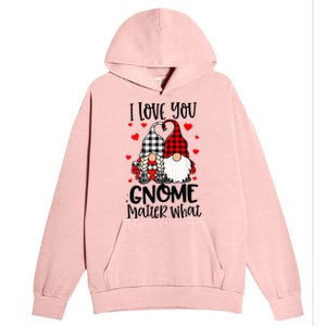 I Love You Gnome Matter What Buffalo Plaid Valentine's Day Urban Pullover Hoodie