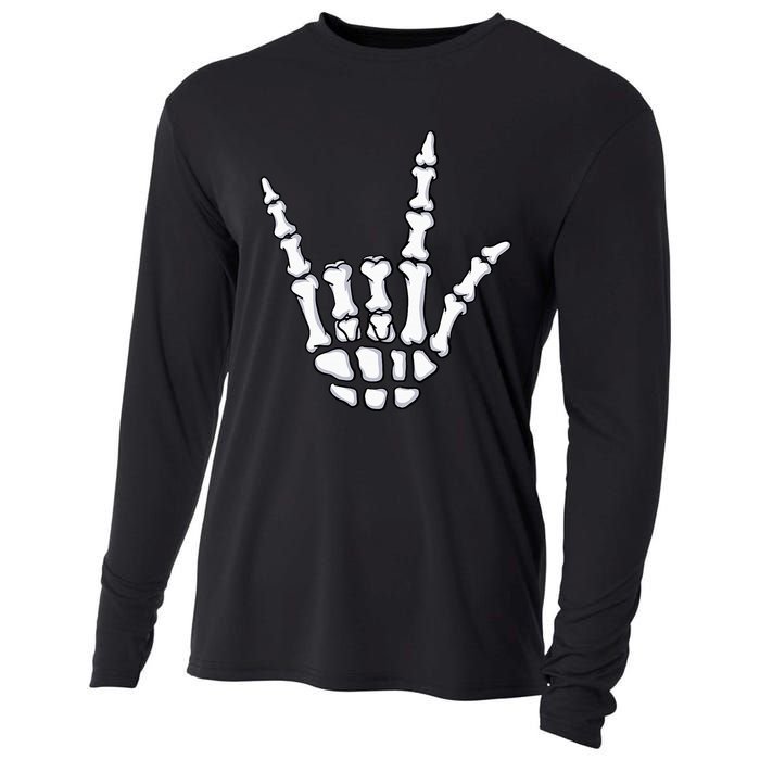 I Love You Sign Language Skeleton Hand ASL Halloween Costume Cooling Performance Long Sleeve Crew