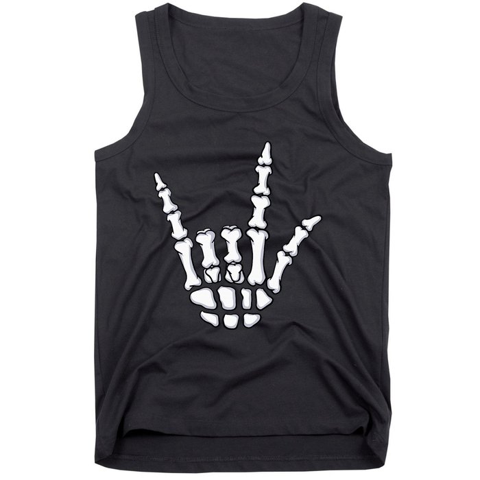 I Love You Sign Language Skeleton Hand ASL Halloween Costume Tank Top