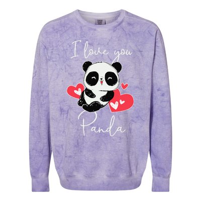 I Love You Panda Cute Valentine's Day Kawaii Panda Gift Colorblast Crewneck Sweatshirt