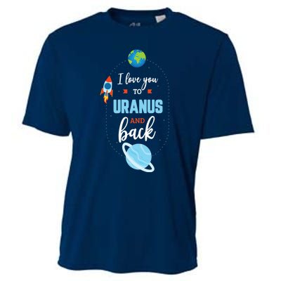 I Love You To The Uranus And Back Funny Science Space Planet Premium Cooling Performance Crew T-Shirt