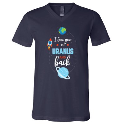 I Love You To The Uranus And Back Funny Science Space Planet Premium V-Neck T-Shirt