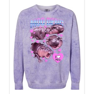 I Love You Moo Deng Cute Funny Hippo Colorblast Crewneck Sweatshirt