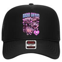 I Love You Moo Deng Cute Funny Hippo High Crown Mesh Back Trucker Hat