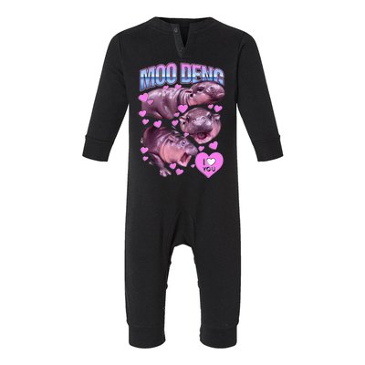 I Love You Moo Deng Cute Funny Hippo Infant Fleece One Piece