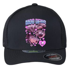 I Love You Moo Deng Cute Funny Hippo Flexfit Unipanel Trucker Cap