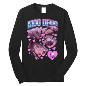 I Love You Moo Deng Cute Funny Hippo Long Sleeve Shirt