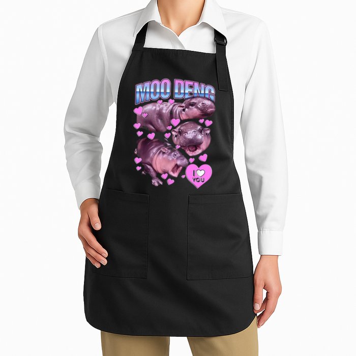 I Love You Moo Deng Cute Funny Hippo Apron