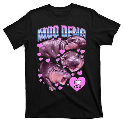 I Love You Moo Deng Cute Funny Hippo T-Shirt