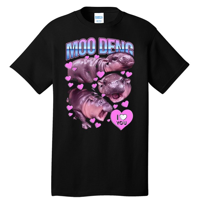 I Love You Moo Deng Cute Funny Hippo Tall T-Shirt