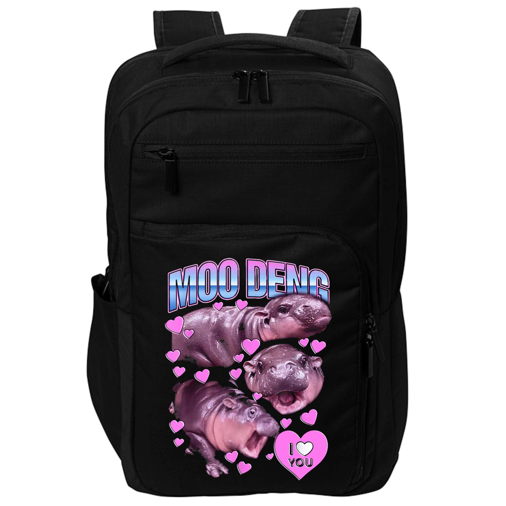 I Love You Moo Deng Cute Funny Hippo Impact Tech Backpack