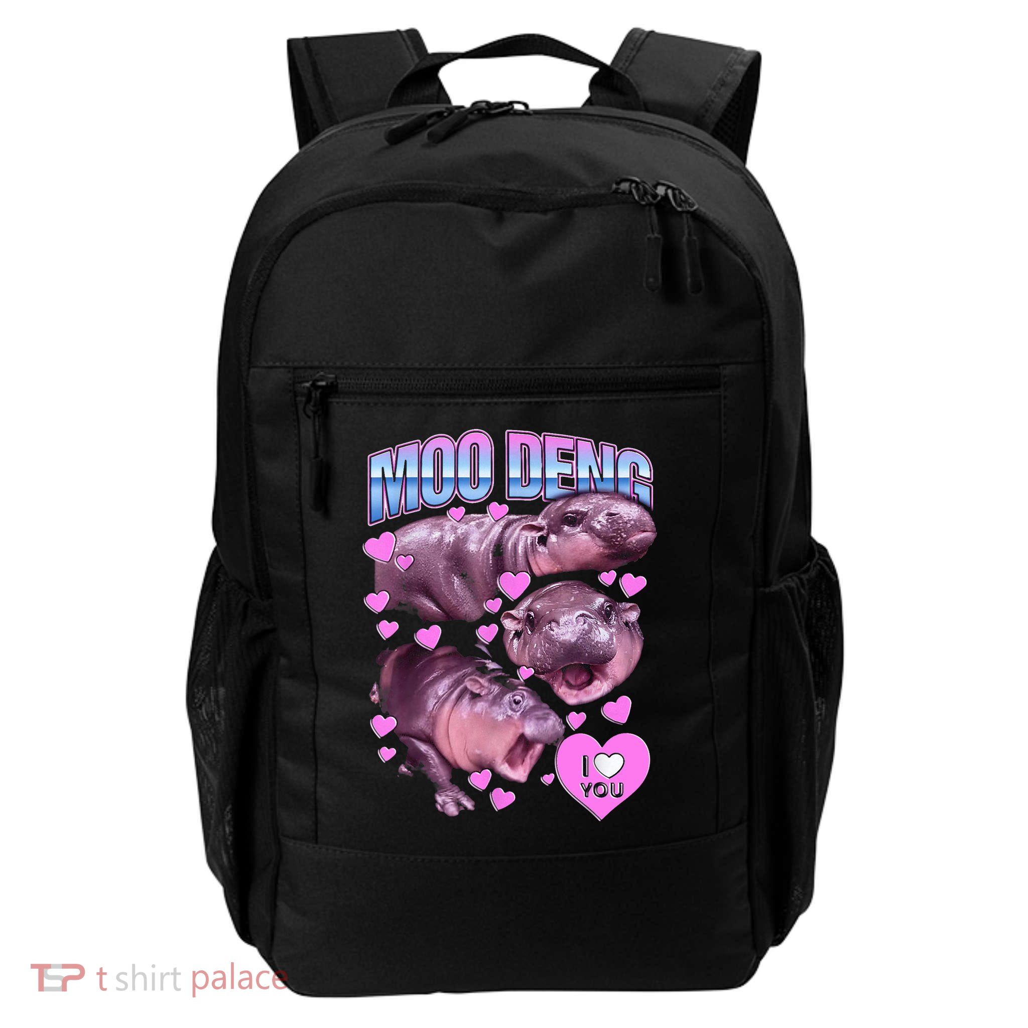I Love You Moo Deng Cute Funny Hippo Daily Commute Backpack