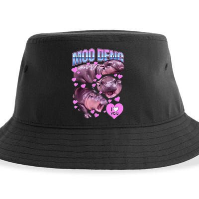 I Love You Moo Deng Cute Funny Hippo Sustainable Bucket Hat